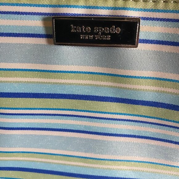VINTAGE- KATE SPADE STRIPED SHOULDER BLUE/GREEN/BLACK - Picture 2 of 5